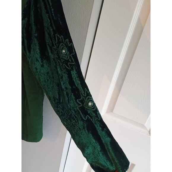 Anii by natural embroidered fantastical goblin Core whimsical deep green shirt - Picture 3 of 12